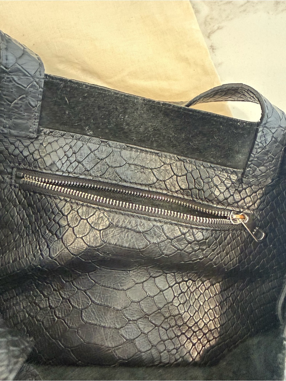 A.P.C. Maiko Embossed Snake-Effect Leather Shopping Tote - Black - Picture 6 of 7